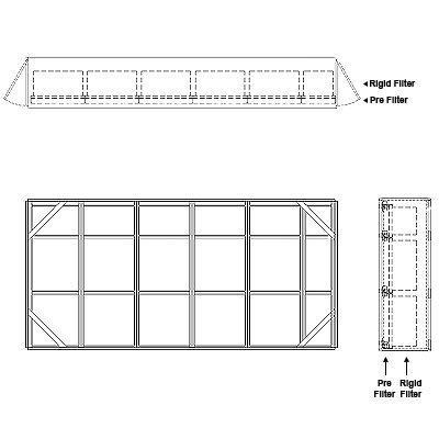 Aire-Loc Side Access Standard Filter Housing 2-1/2 High 5-1/2 Wide 2-Inch Pre-Filter 22-Inch Depth 1-Inch Header