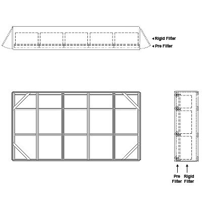 Aire-Loc Side Access Standard Filter Housing 2-1/2 High 5 Wide 2-Inch Pre-Filter 22-Inch Depth 1-Inch Header