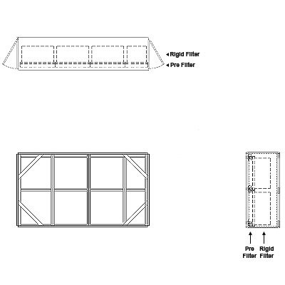 Aire-Loc Side Access Standard Filter Housing 2 High 3-1/2 Wide 2-Inch Pre-Filter 22-Inch Depth 1-Inch Header