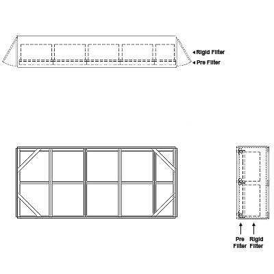 Aire-Loc Side Access Standard Filter Housing 2 High 4-1/2 Wide 2-Inch Pre-Filter 22-Inch Depth 1-Inch Header