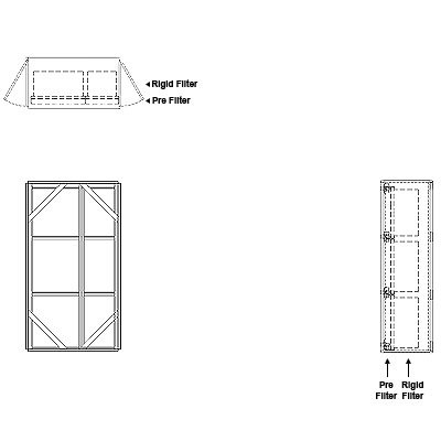 Aire-Loc Side Access Standard Filter Housing 3 High 1-1/2 Wide 2-Inch Pre-Filter 22-Inch Depth 1-Inch Header