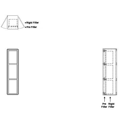 Aire-Loc Side Access Standard Filter Housing 3 High 1/2 Wide 2-Inch Pre-Filter 22-Inch Depth 1-Inch Header