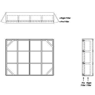 Aire-Loc Side Access Standard Filter Housing 3 High 4 Wide 2-Inch Pre-Filter 22-Inch Depth 1-Inch Header