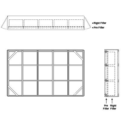 Aire-Loc Side Access Standard Filter Housing 3 High 5 Wide 2-Inch Pre-Filter 22-Inch Depth 1-Inch Header