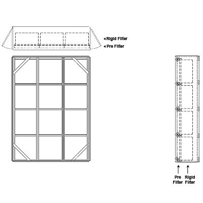 Aire-Loc Side Access Standard Filter Housing 4 High 3 Wide 2-Inch Pre-Filter 22-Inch Depth 1-Inch Header
