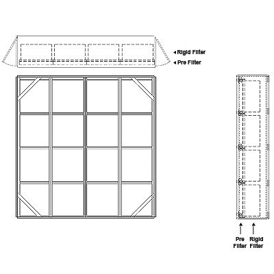 Aire-Loc Side Access Standard Filter Housing 4 High 4 Wide 2-Inch Pre-Filter 22-Inch Depth 1-Inch Header